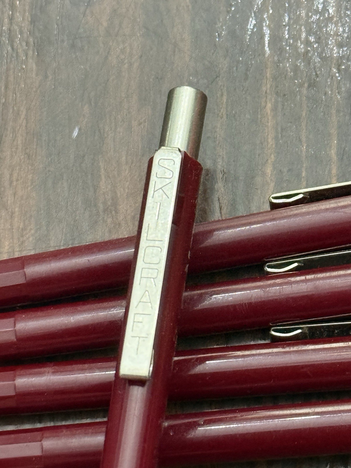 Lot of 5 Vintage Skilcraft Mechanical Pencils 0.5mm Burgundy Hexagonal Barrel