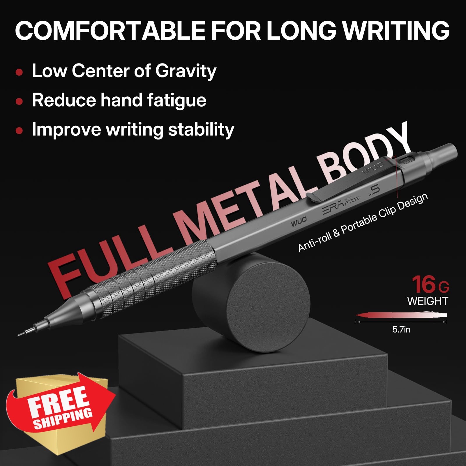 WUO Mechanical Pencils Black+Grey 0.5/0.7mm