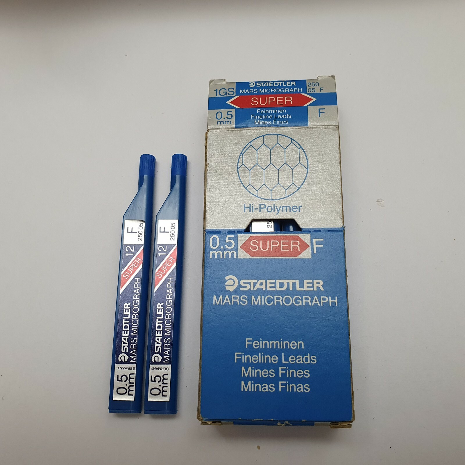 Lot of 144 Leads – Staedtler Mars Micrograph Mines Fines – 0.50 mm F – 12 Packs