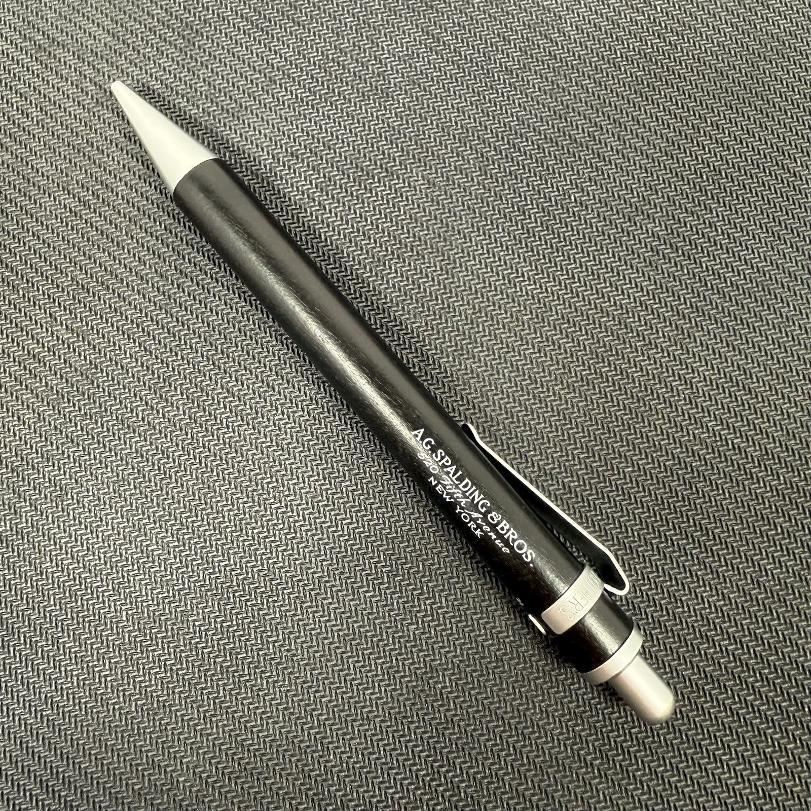 A.G.Spalding & Bros Silver & Black Wood Mechanical Pencil 0.5mm RF Japan RARE