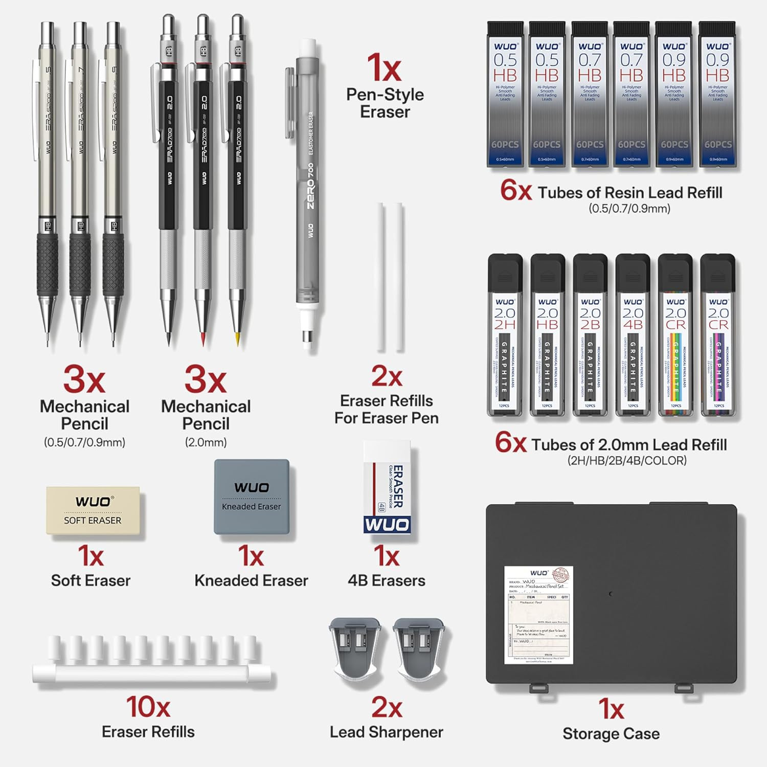 36PCS Mechanical Pencil Set with Case, Metal Drafting Pencil 0.5, 0.7, 0.9Mm & 3