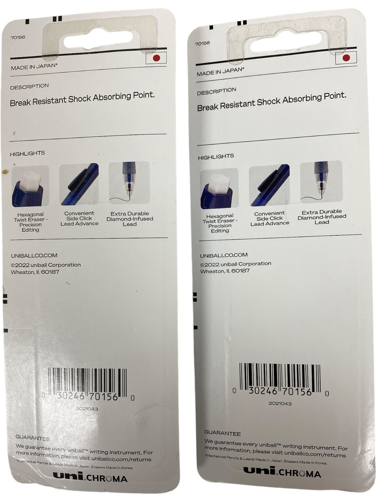 Uni-ball Chroma Mechanical Pencil w/ Lead/Eraser Refills, .7 mm, HB #2-Lot of 2