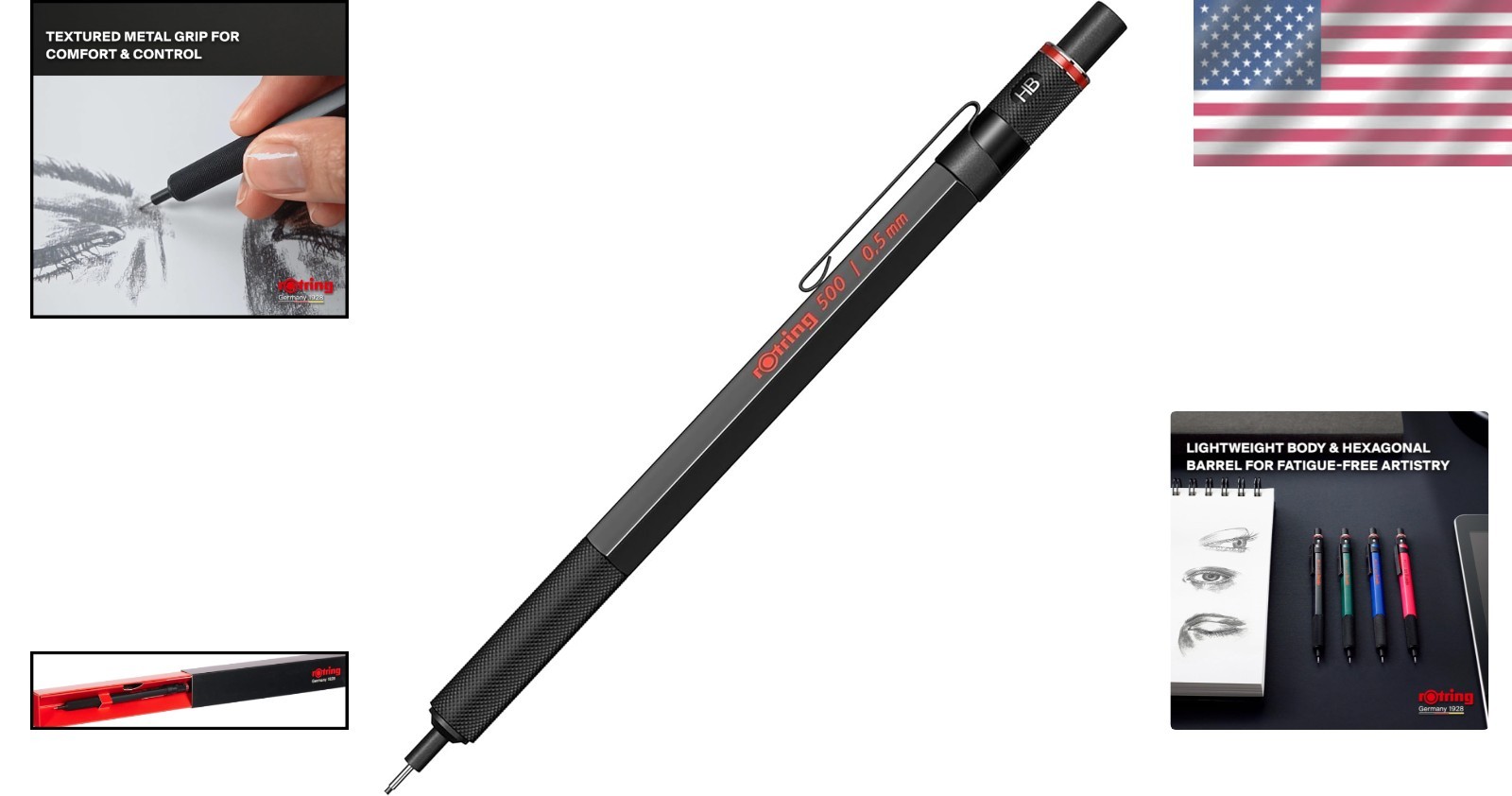 Black Mechanical Pencil with Metal Grip