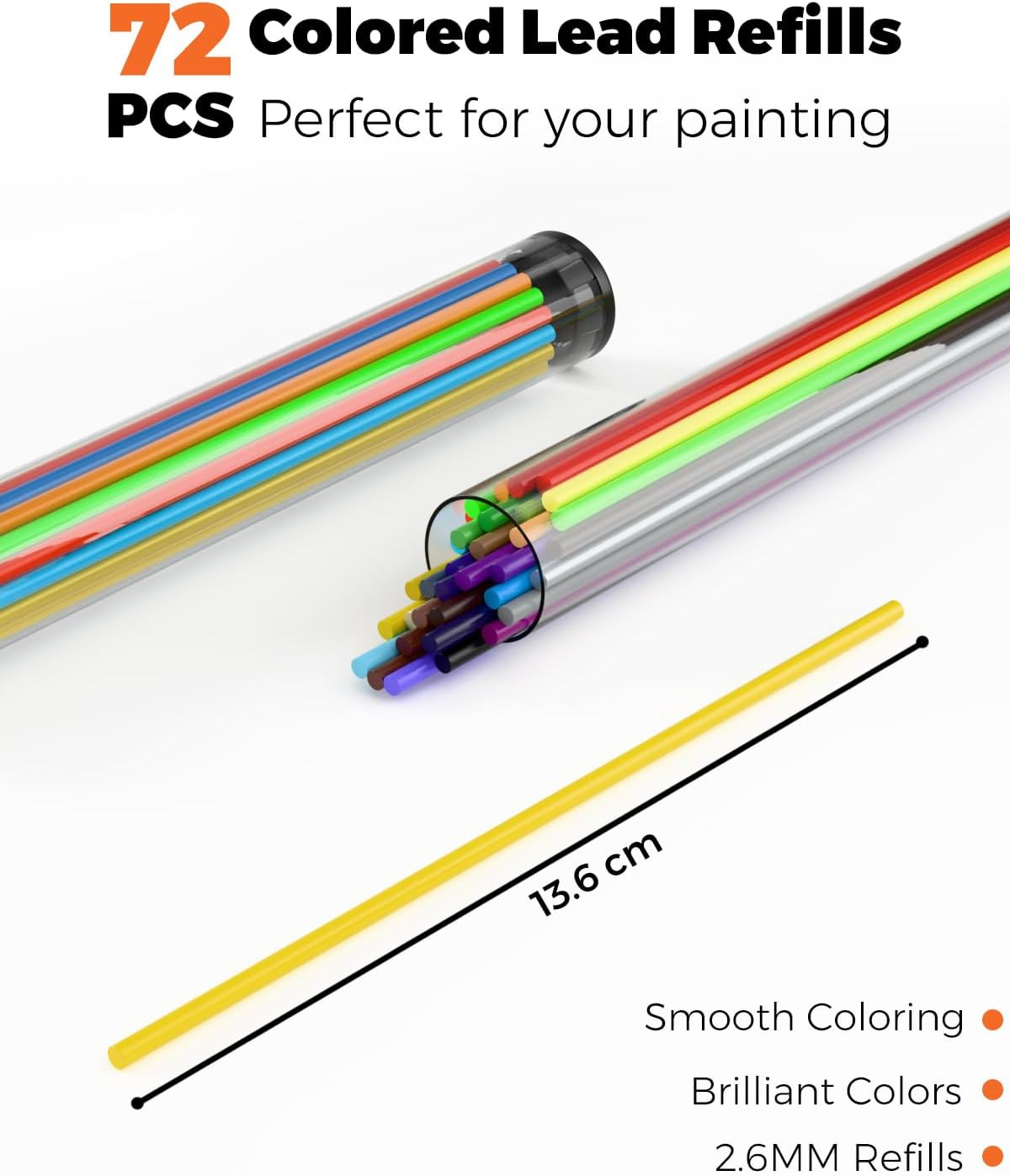 2.6MM Color Lead, Mechanical Colored Pencils Leads, 36 Color