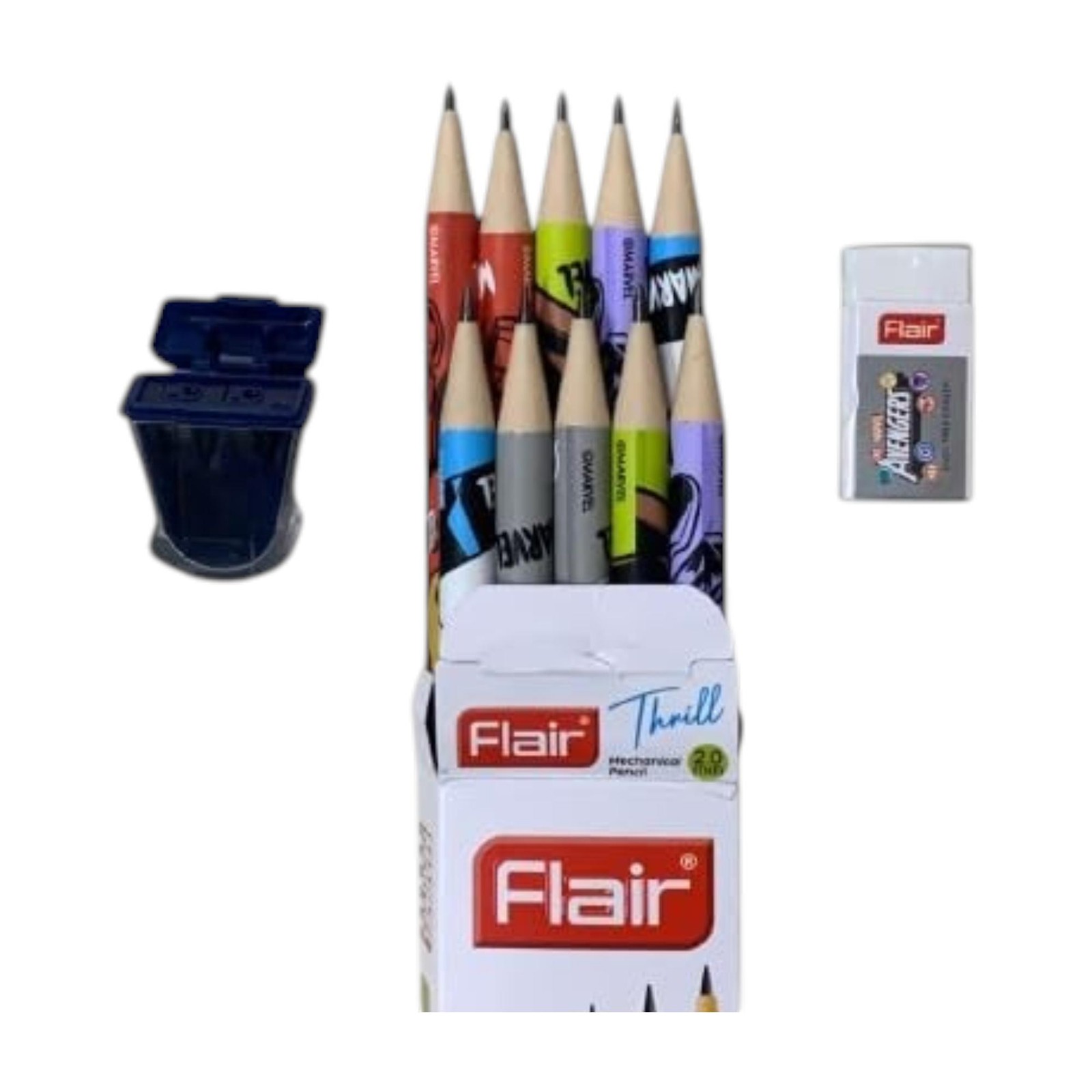 Flair 2.0mm 2B Mechanical Pencils Pack of 3 with Sharpener & Eraser