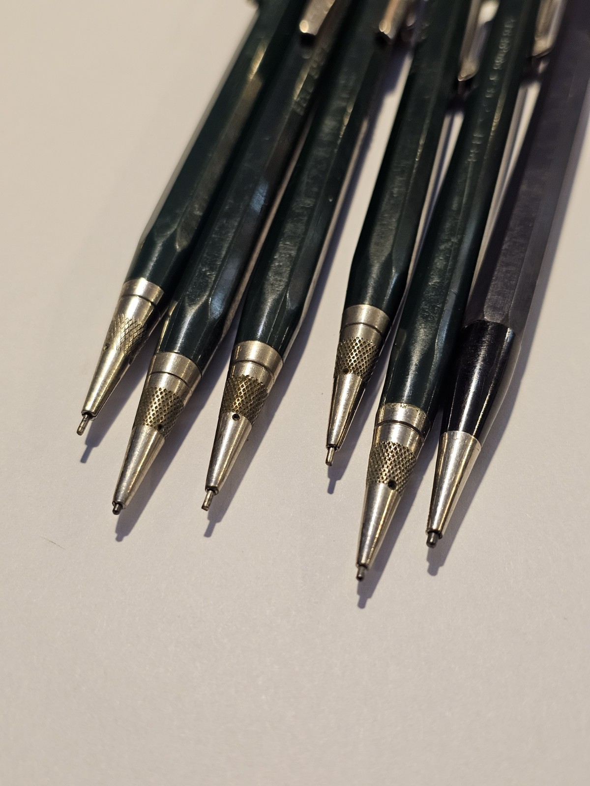Vintage Green Durolite Bell System Property Mechanical Pencils Lot Of 6
