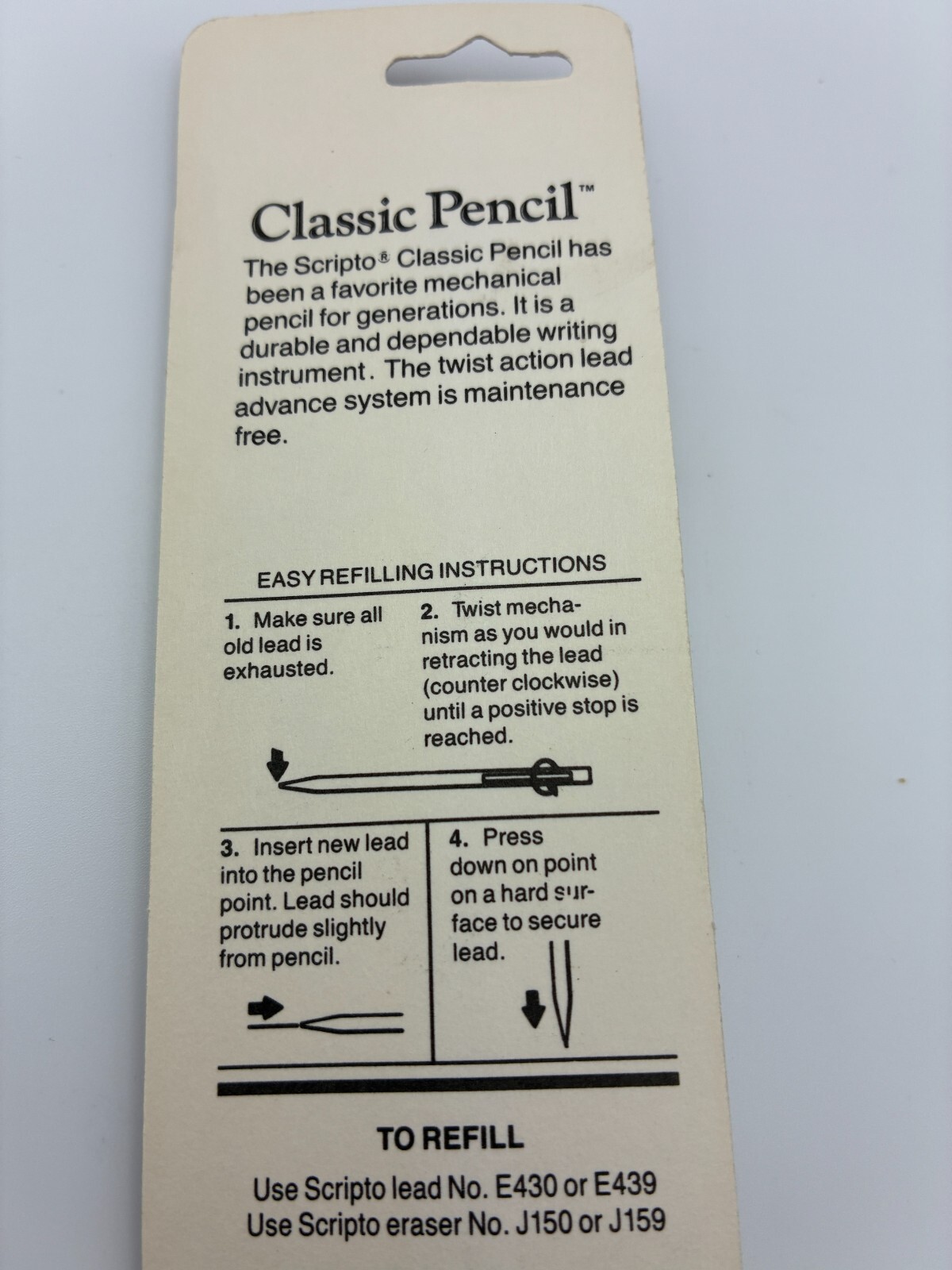 Vintage SCRIPTO Classic K780 Translucent Mechanical Pencil Clear 1989 Twist
