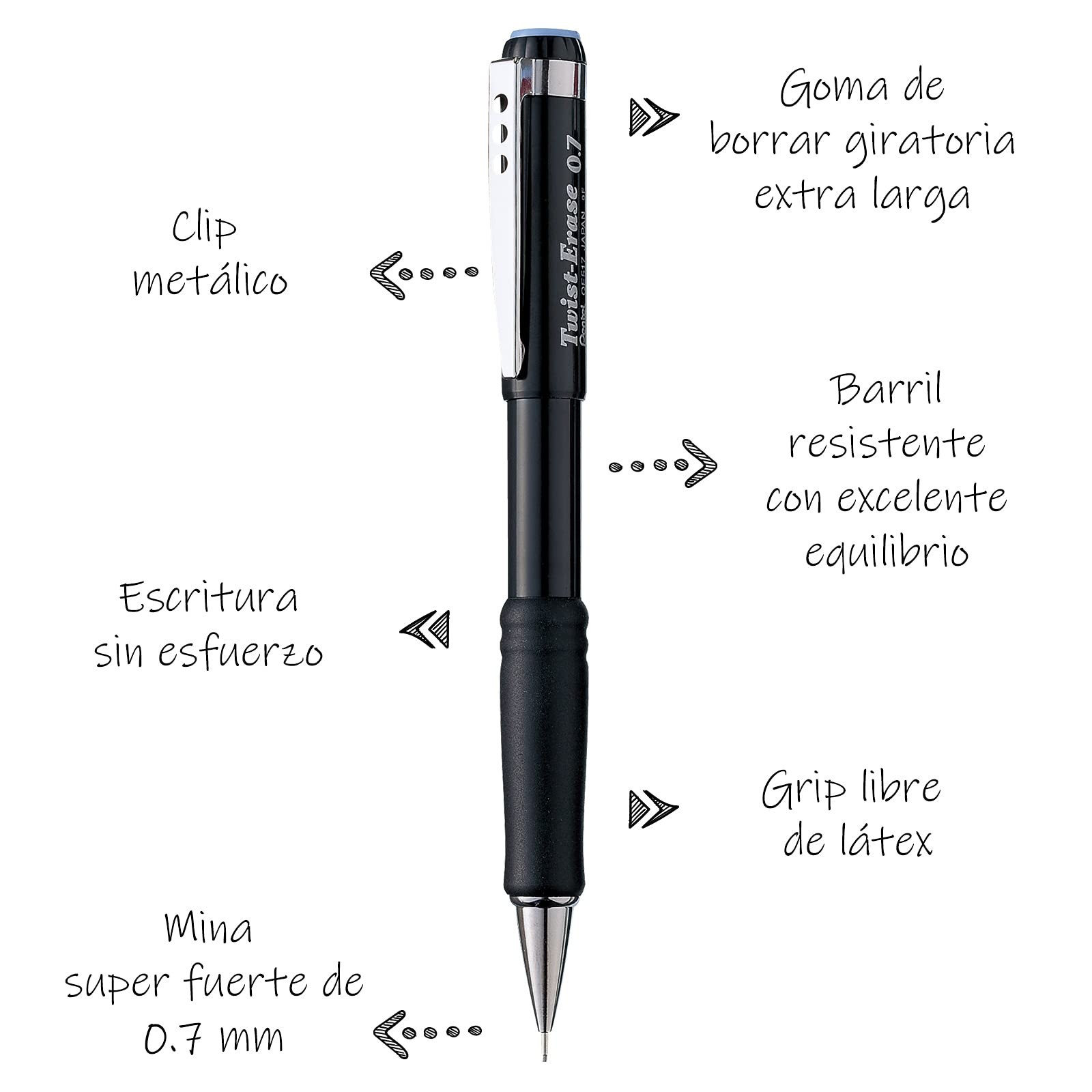 Twist-Erase Mechanical Pencil Set, 0.7mm, Black Barrel, 12 Pack – Perfect for Sc