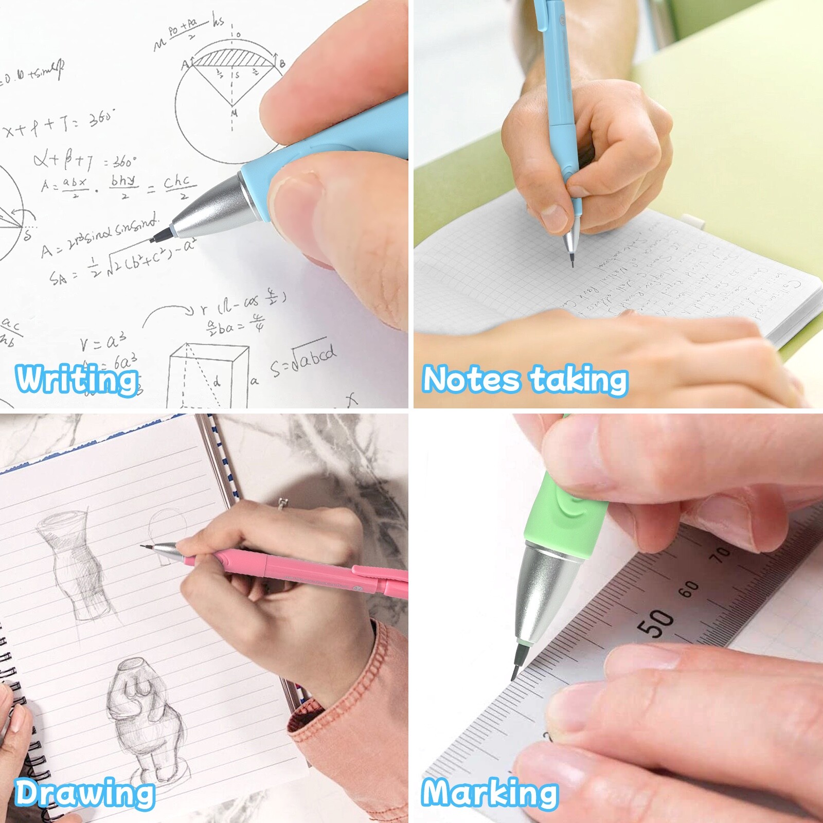 Mechanical Pencil 0.7MM, Comfortable Grip, 4-Count