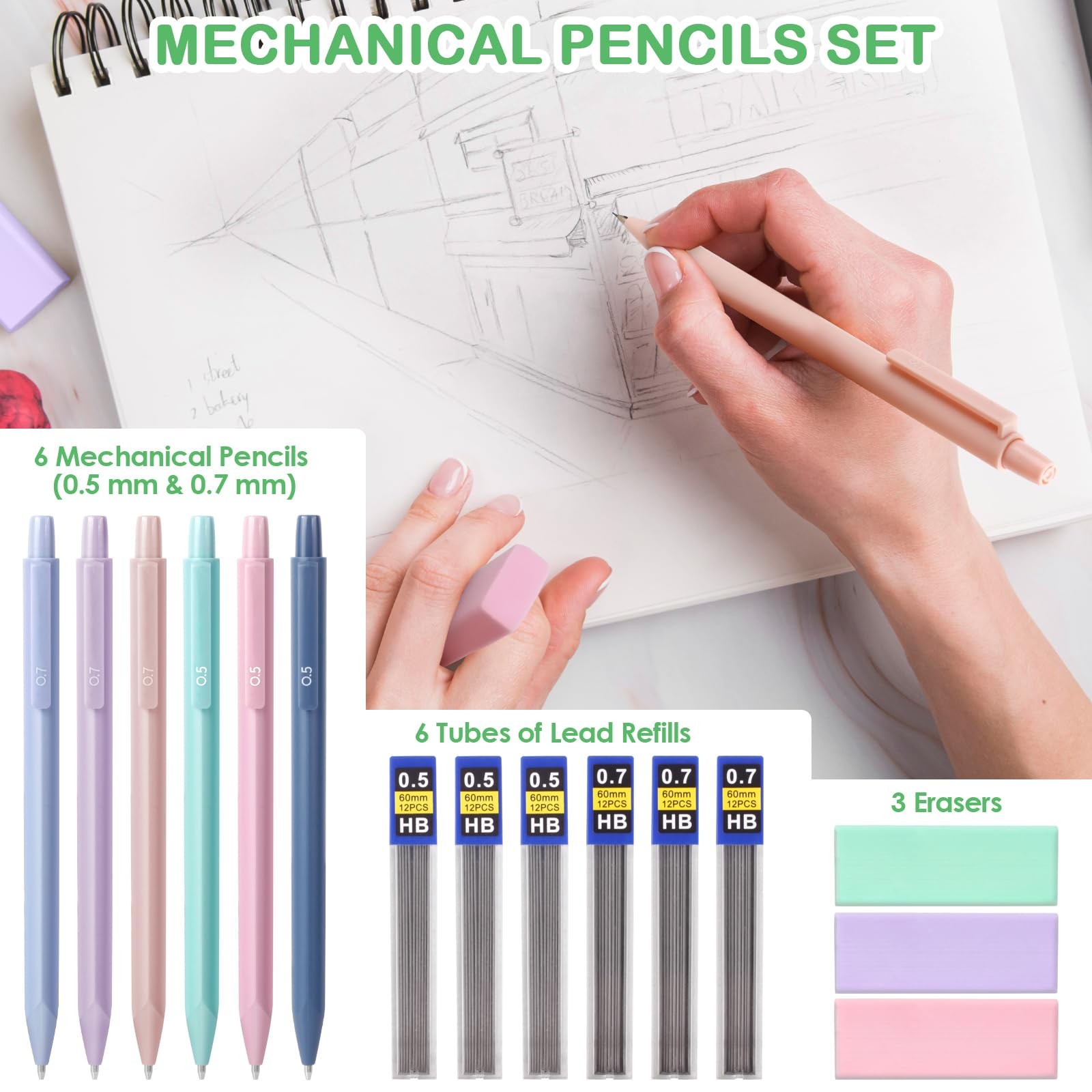 54 PCS Aesthetic School Supplies, Stationery Essentials Set with Large Pen Ca…