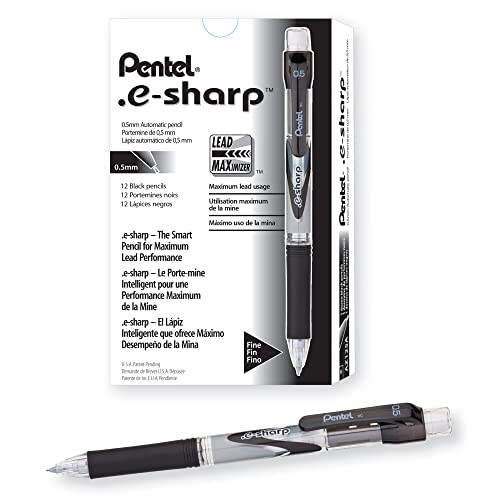 E-Sharp Mechanical Pencil, 0.50 mm Barrel, Dozen Box 1 Count (Pack of 1) Black