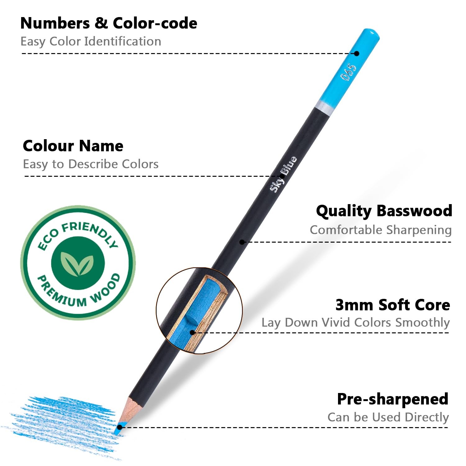 Drawdart Colored Pencils for Adult Coloring, 1 Count (Pack of 72), 72 Colors
