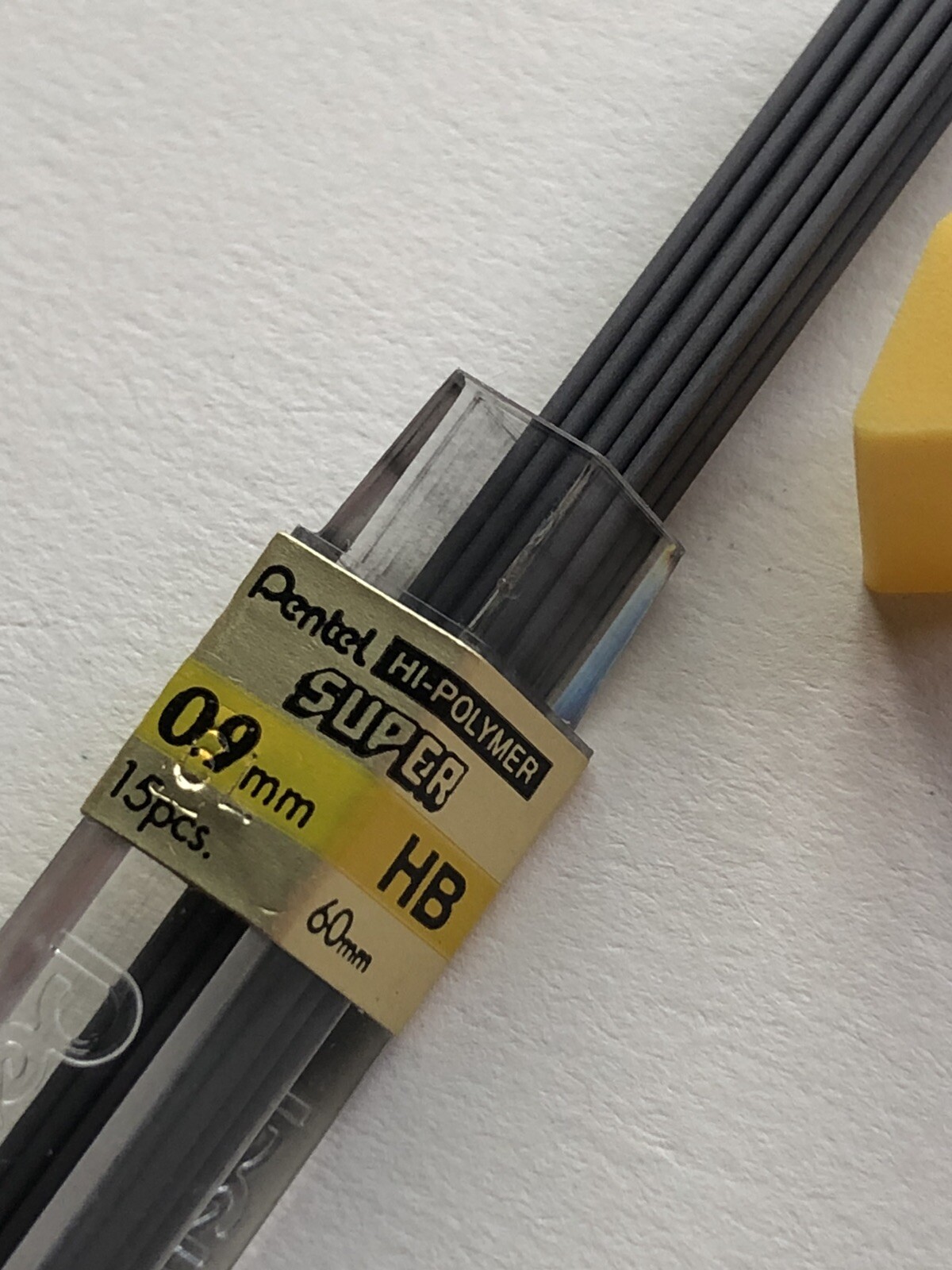 Vintage PENTEL Hi Polymer HB Mechanical Pencil Lead .9mm Black NOS 15pk Japan
