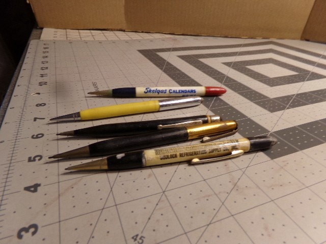 5 Vintage Advertising Mechanical Pencils. 2 Colson, 3 Redipoint.