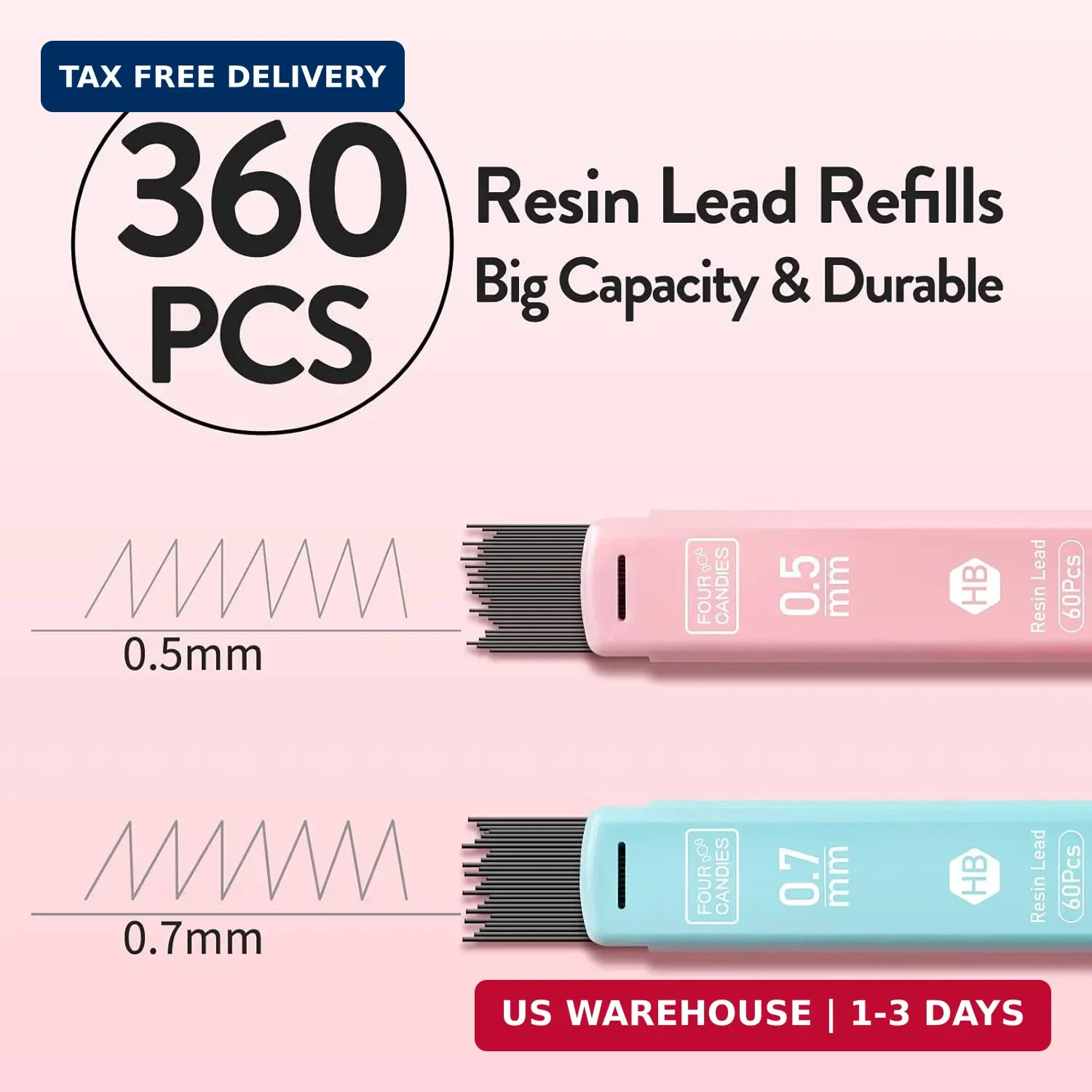 Four Candies Cute Mechanical Pencil Set, 6PCS Pastel Mechanical Pencils 0.5 & 0.