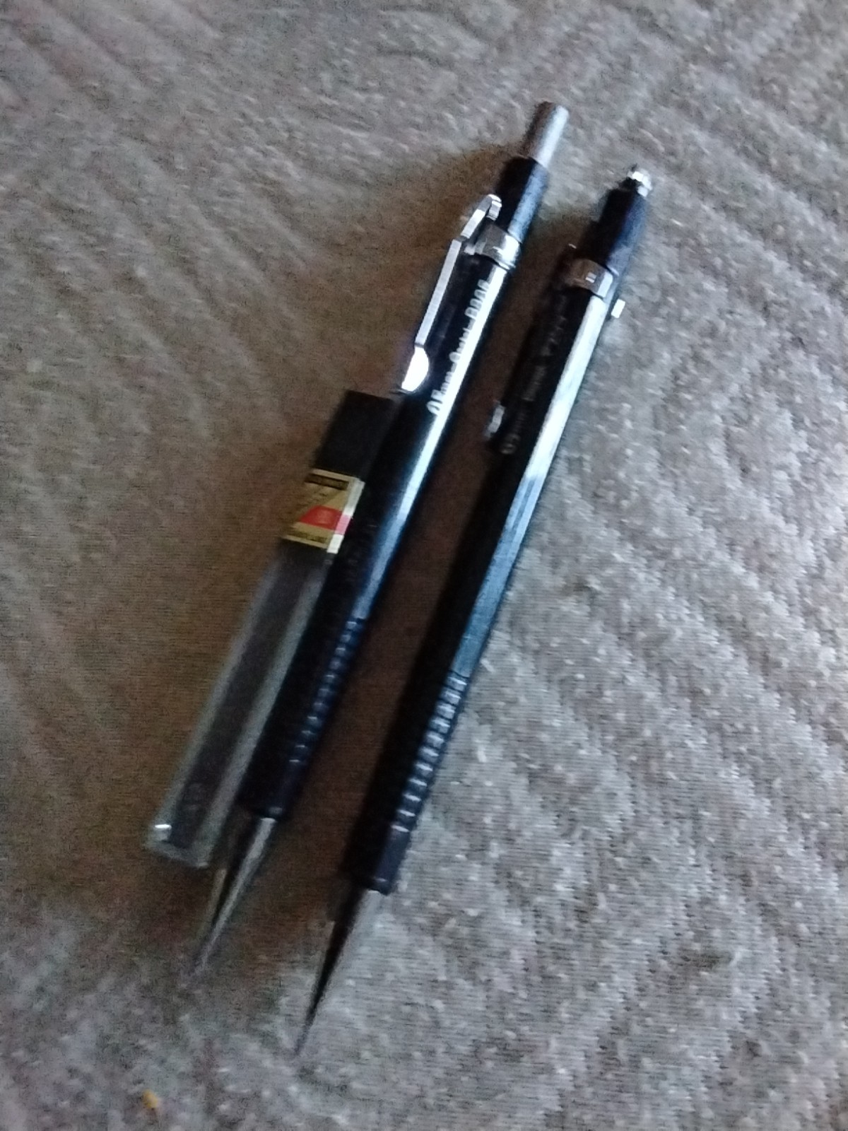 (2) Vtg Pentel MECHANICAL PENCILS P205 Black 0.5mm Body Pocket Clip Japan