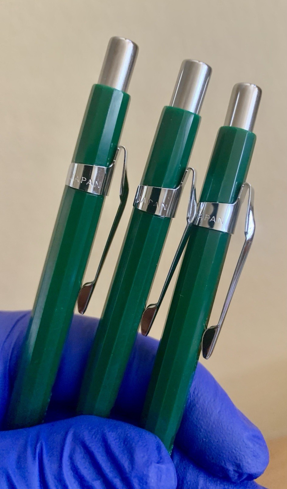 Three Vintage Green Mechanical Pencil PENTEL P205 : 0.5mm Japan