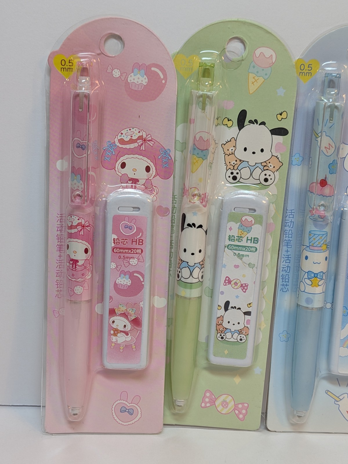 Lot x 4 Sanrio Mechanical Pencils w/Refill Lead Packs 0.5mm Kuromi My Melody NEW