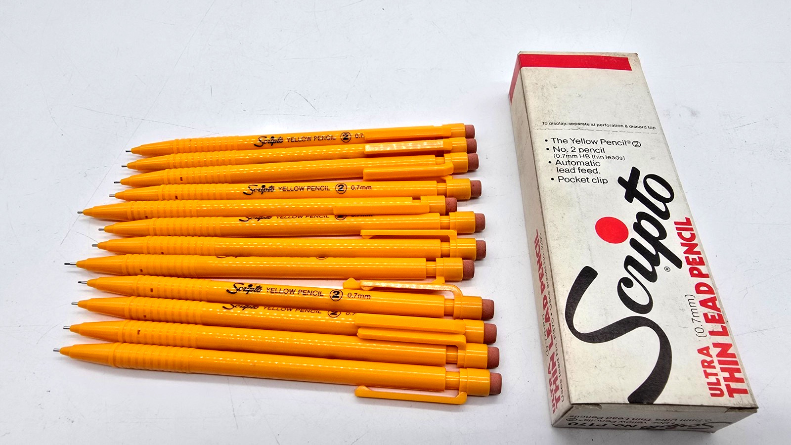 Lot of 12 Scripto Mechanical Yellow Pencils P170 New in box .7mm NOS