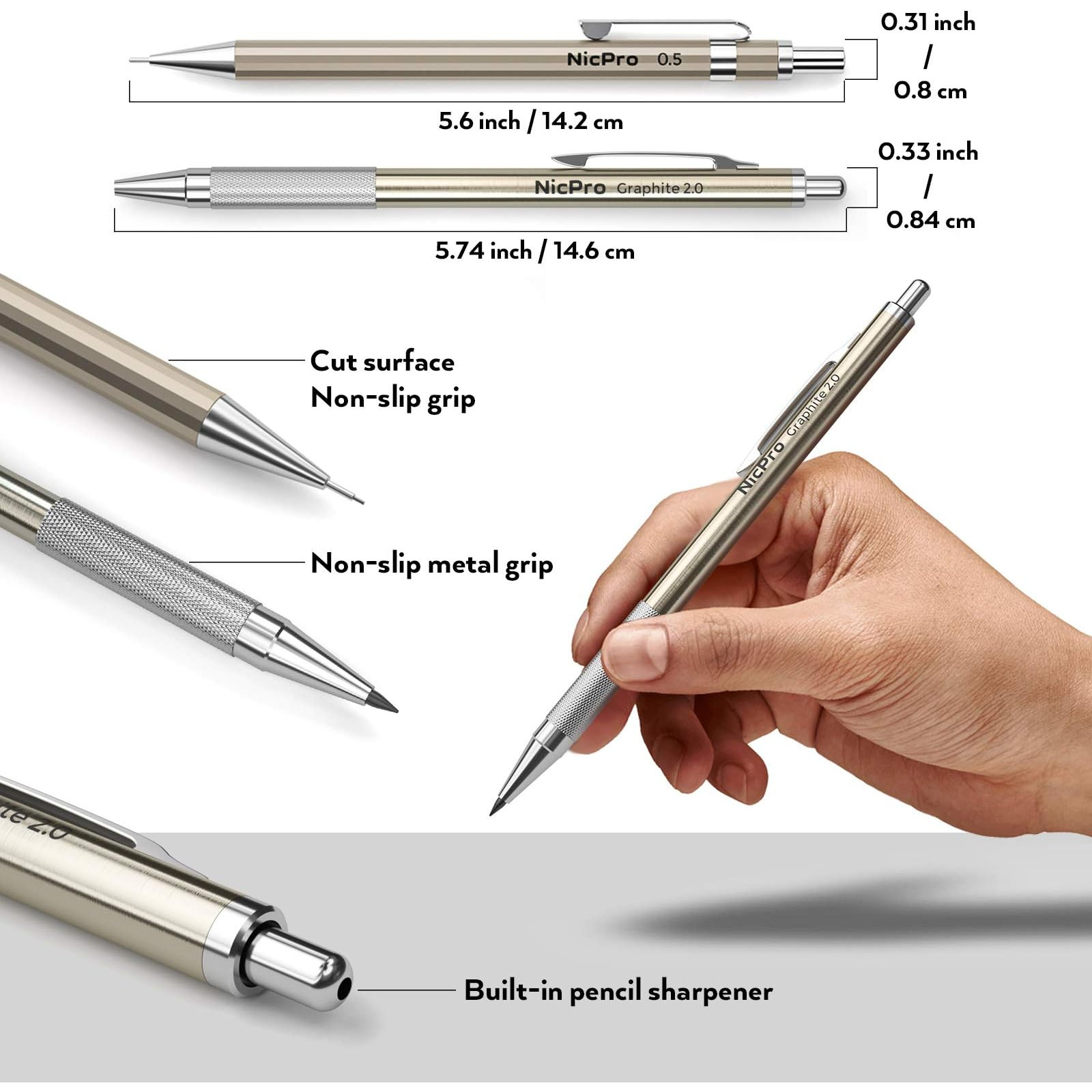 6 PCS Metal Mechanical Pencil Set Artist Drafting Pencils Case Lead Holder
