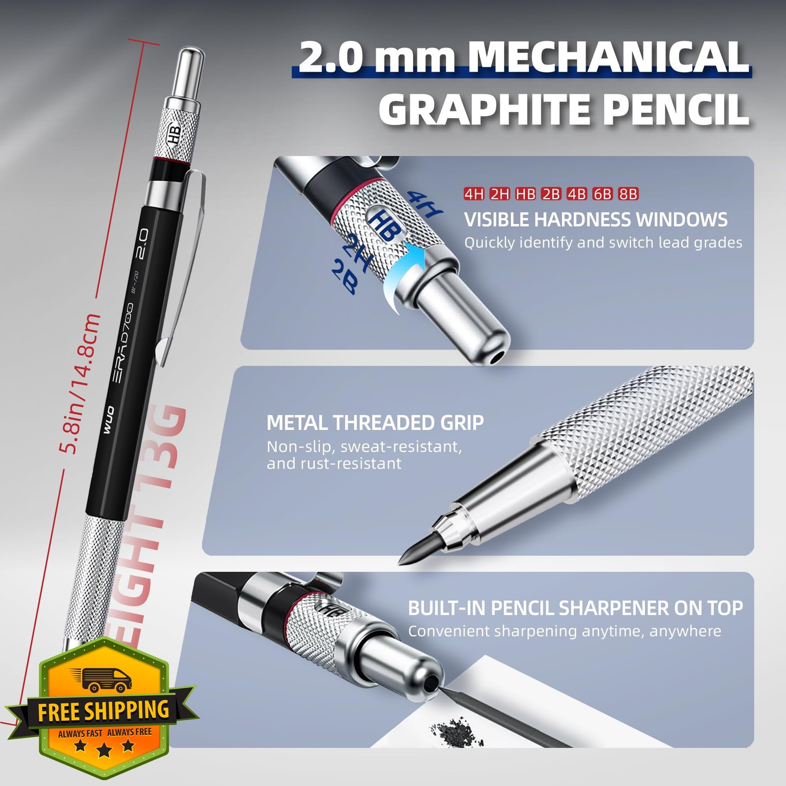 WUO Mechanical Pencil Set 0.5-2.0mm