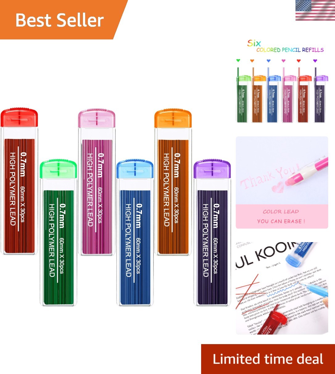 Color Pencil Lead Refills 0.7 mm Mechanical Lead Pencil Refills for Home Offi…