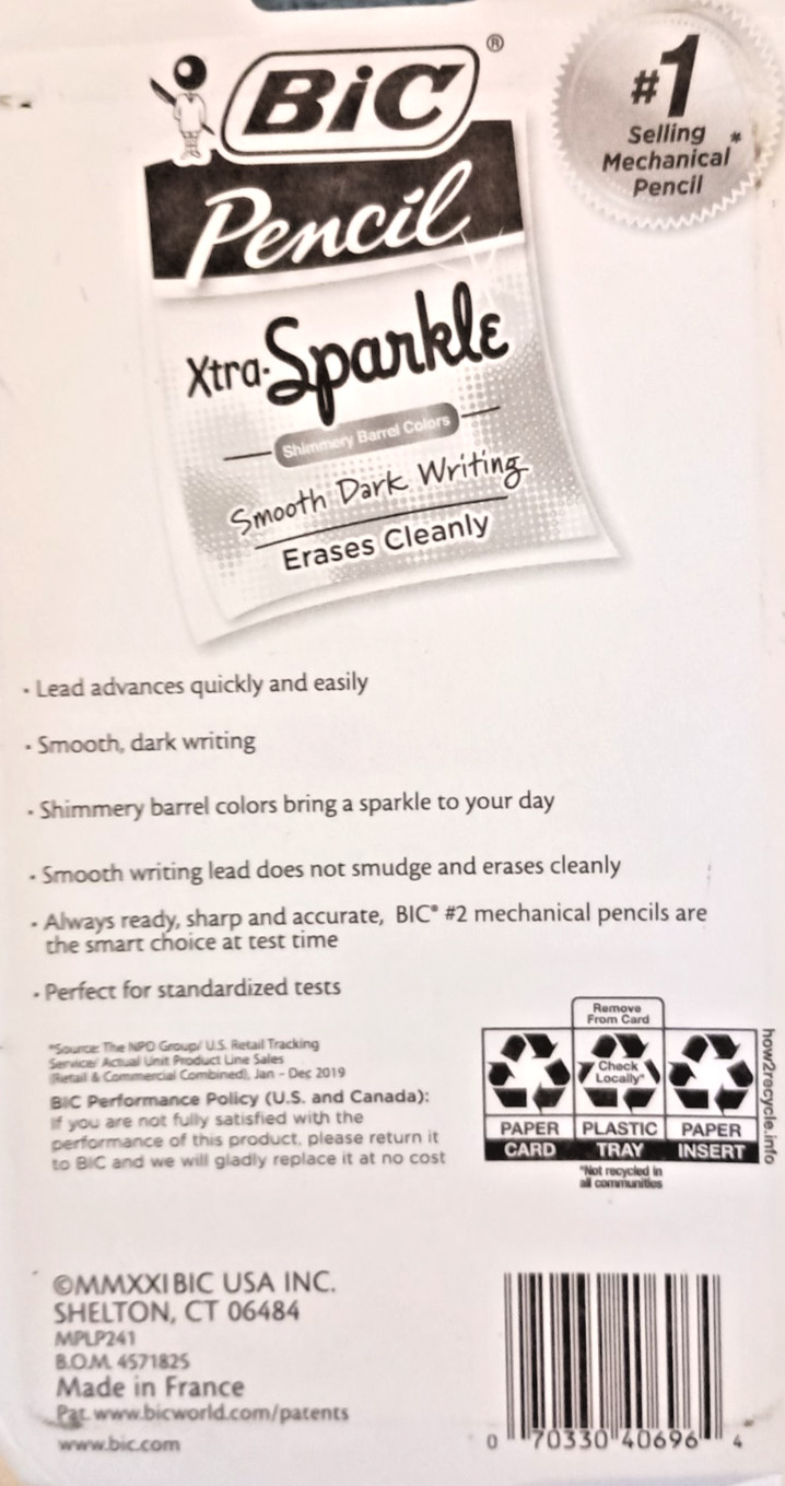 4 PACK BIC Xtra-Sparkle Mechanical #2 Pencils 0.7 mm 24 ct Each Smooth Writing
