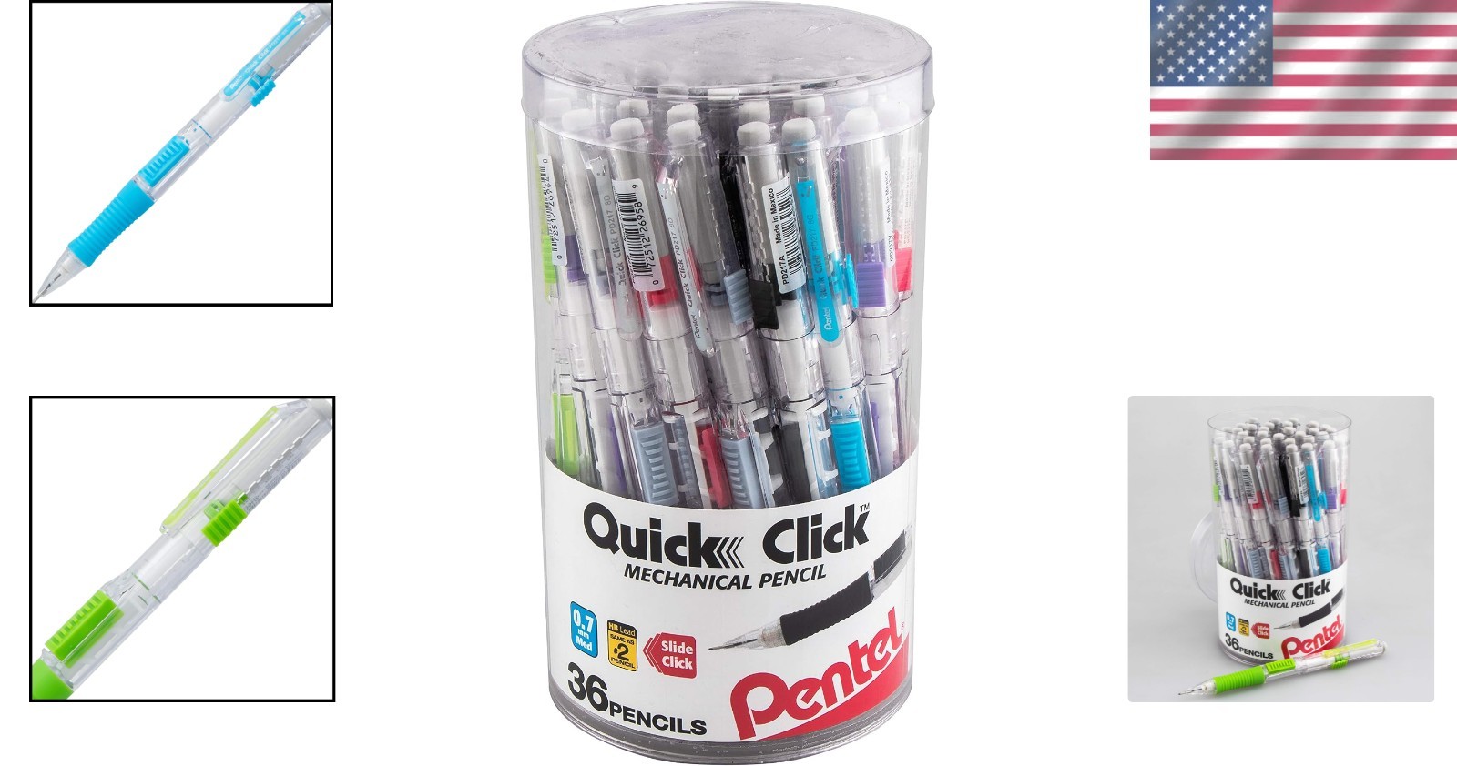 Quick Click 0.7mm Mechanical Pencil Pack, 36 Assorted Colors