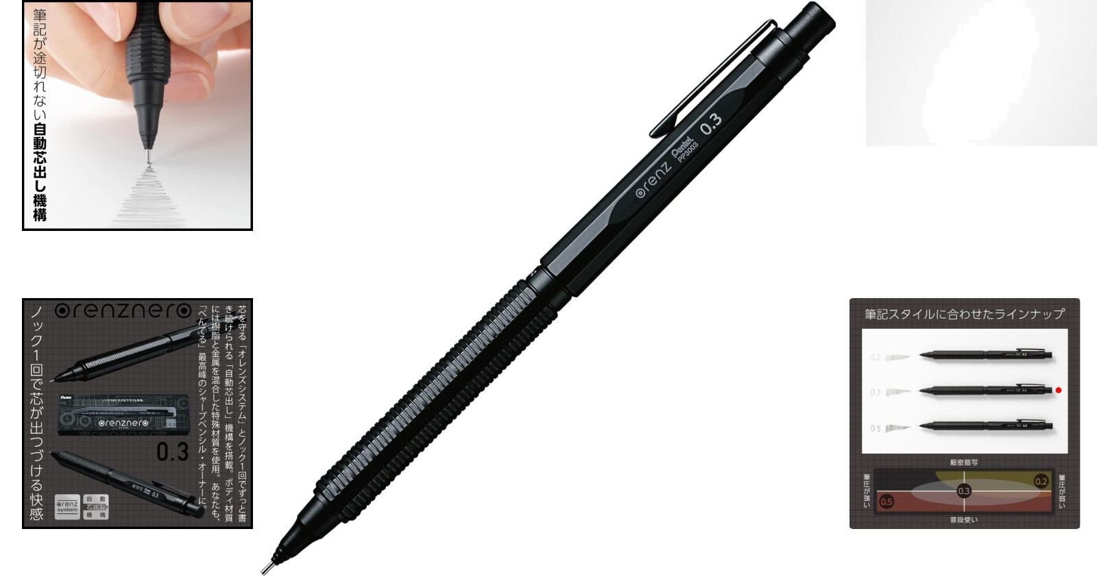 Orennero 0.3mm Mechanical Pencil in Matte Black – Ultimate Comfort & Precision