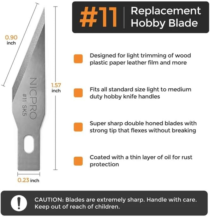 120 PCS #11 Hobby Blades Refill Set, SK-5 High Carbon Steel Utility Art Blades R