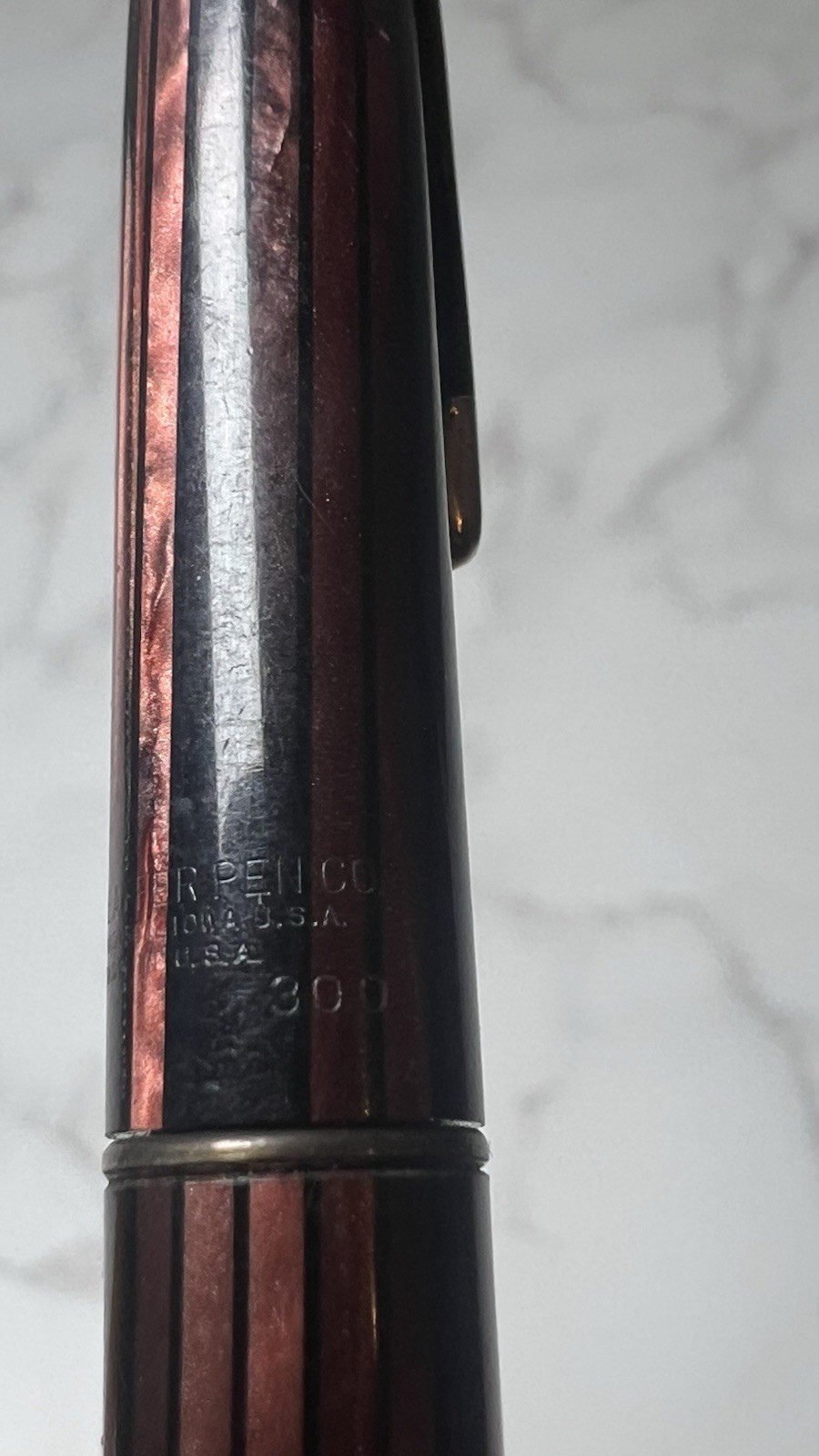 Vintage Sheaffer Balance Mechanical Pencil Red Striated Celluloid USA