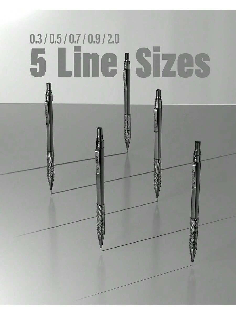 21PCS Metal Mechanical Pencil Art Lead 0.3 0.5 0.7 0.9 2mm Holder HB 2H/ 2B/ 4B