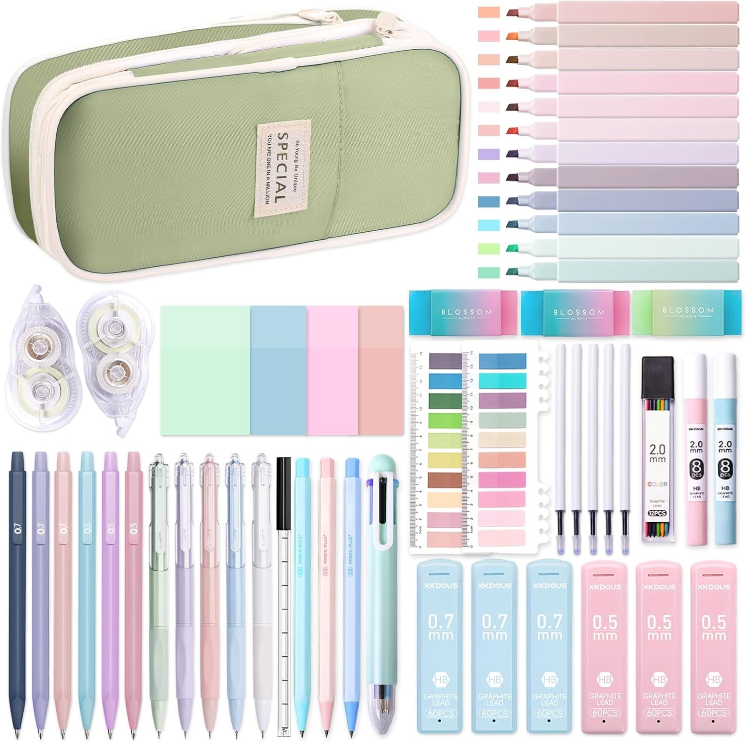 Large Pen Case XKDOUS 54 PCS Stationary Set Blue