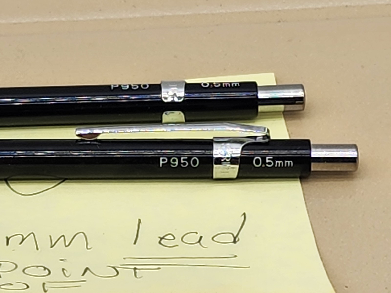 Lot of 2 Scripto Mechanical Pencils Black P950 Ultra Thin Lead No Slip NEW NOS