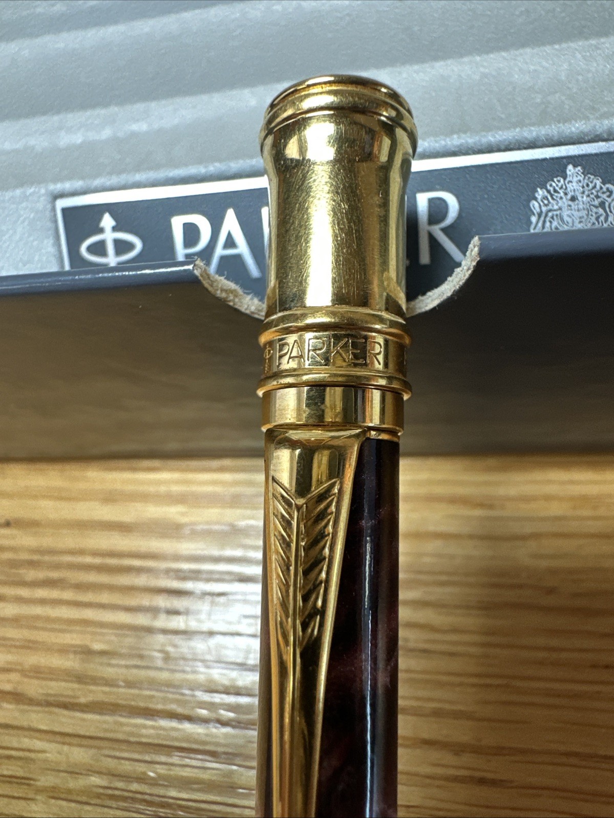Parker Duofold Maroon Marble Ballpoint Pen Made In UK