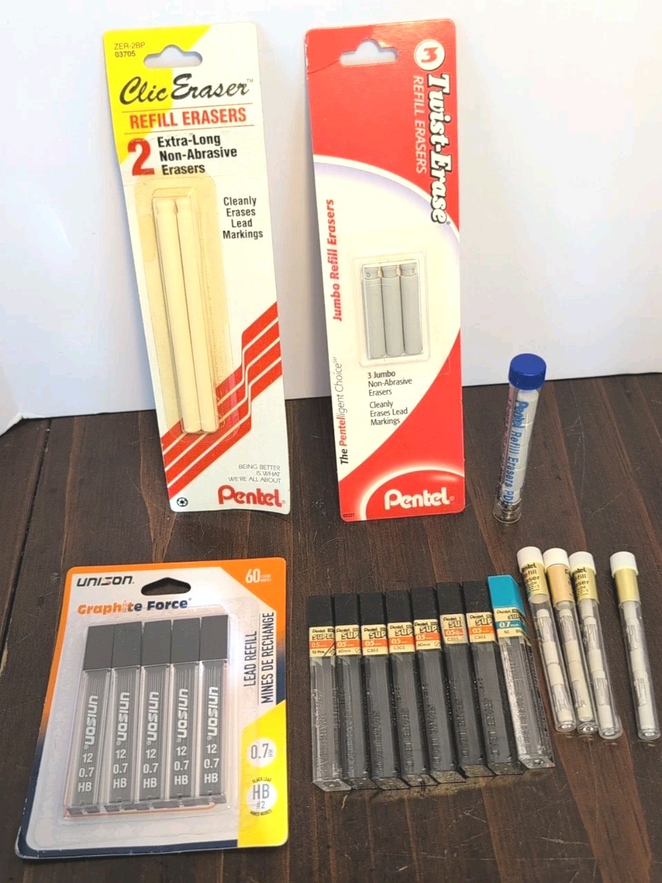 REFILLS vtg Mechanical Pencils ERASERS & LEADS Pentel Unison 0.5mm 0.7mm