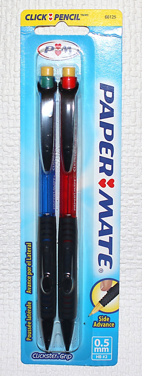PAPER MATE Vintage Clickster Grip Mechanical Pencils 0.5mm Red Blue 2-Pack NOS