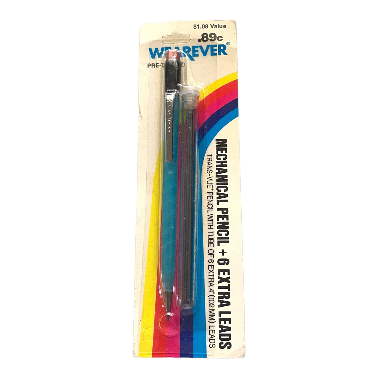 Vtg 1970’s WEAREVER Black Trans-Vue Mechanical Pencil w/6 Extra Leads NIP