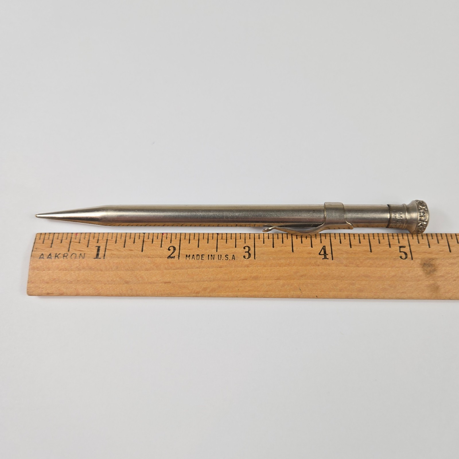 Modern Mechanical Twist Pencil Antique 1920s Silver Tone Paisley Top Working