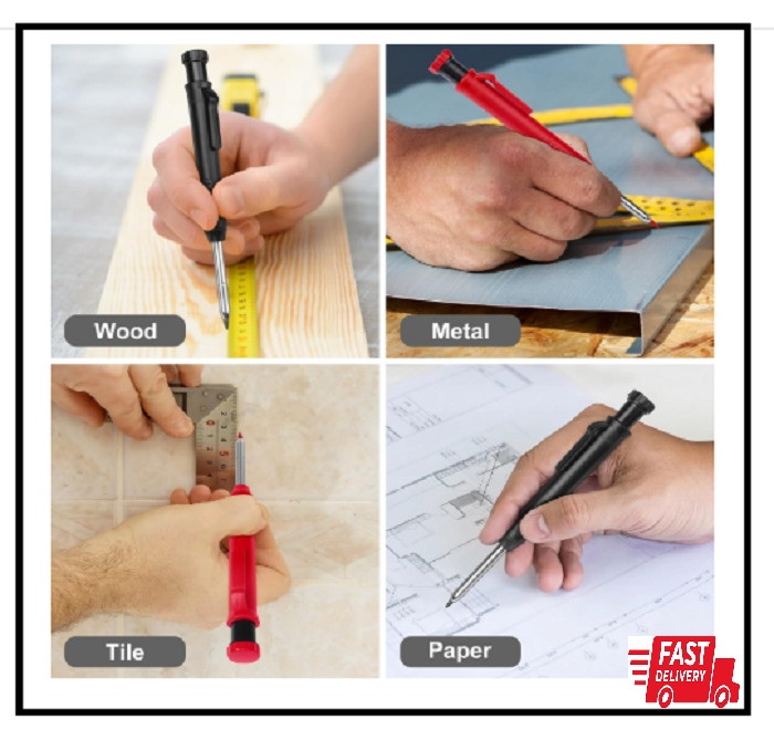 2 Pack Carpenter Pencils Mechanical Pencils with 12 Refills, Construction Pen…