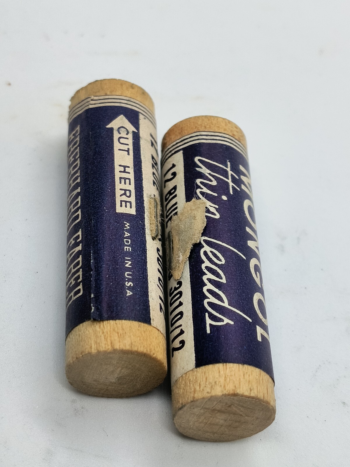 (2) EBERHARF FABER MONGOL 12 Blue Thin Leads 3010/12 Sealed Wooden Tube, New