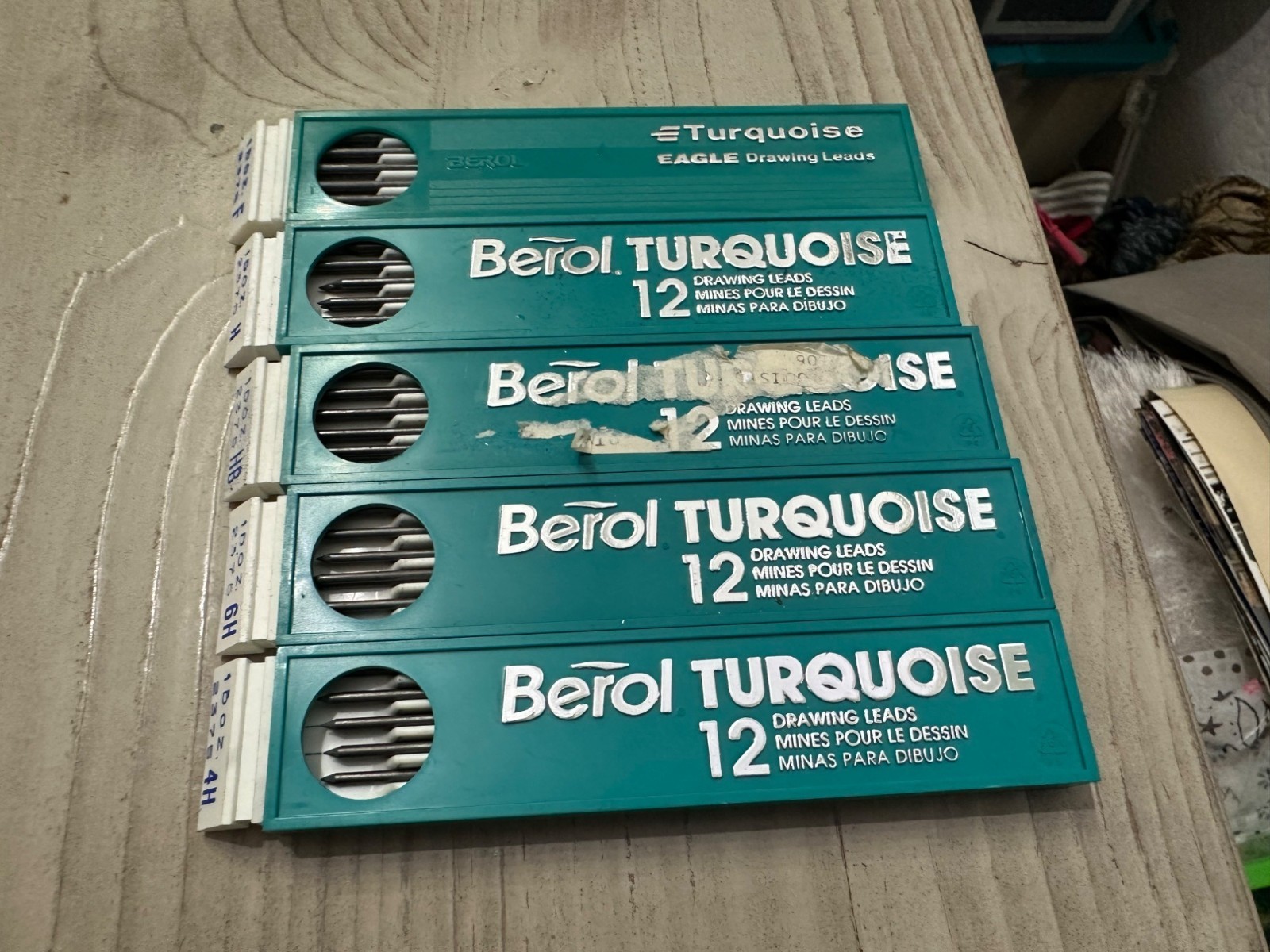 Berol Turquoise Drawing Leads 12-Pack In Assorted Hardness Grades