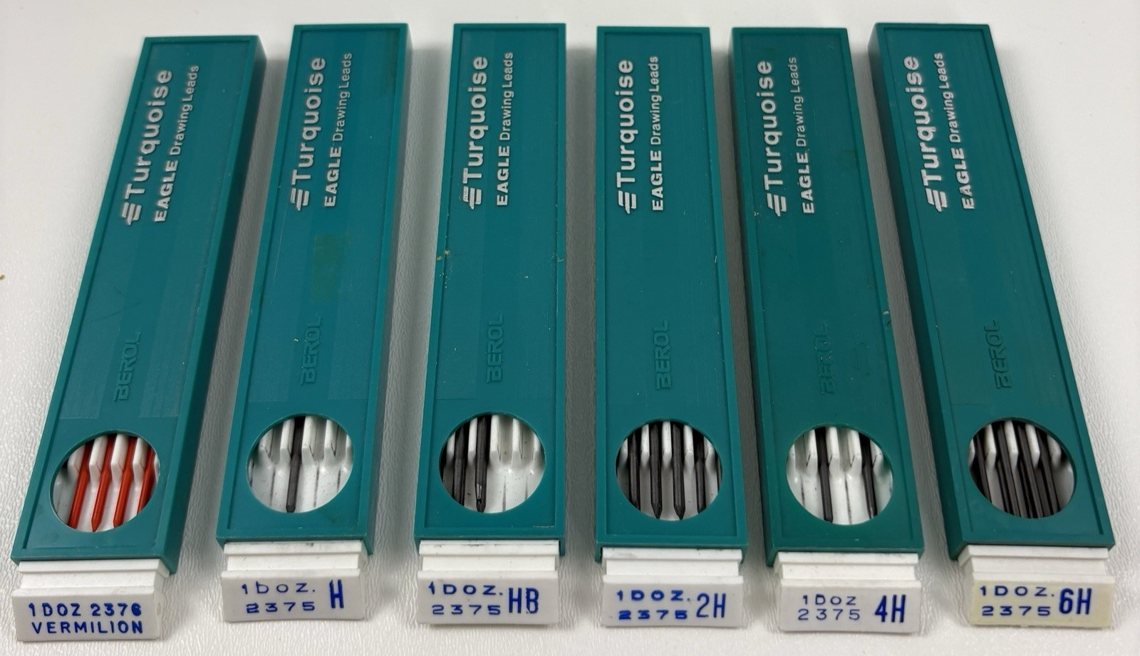 VTG Berol Turquoise Eagle Drawing Leads 6 Sets 32 Total H HB 2H 4H 6H Vermilion