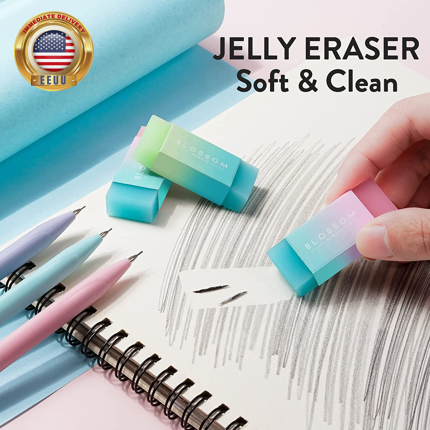 Cute Mechanical Pencil Set, 6PCS Pastel Mechanical Pencils 0.5 & 0.7Mm with 360P