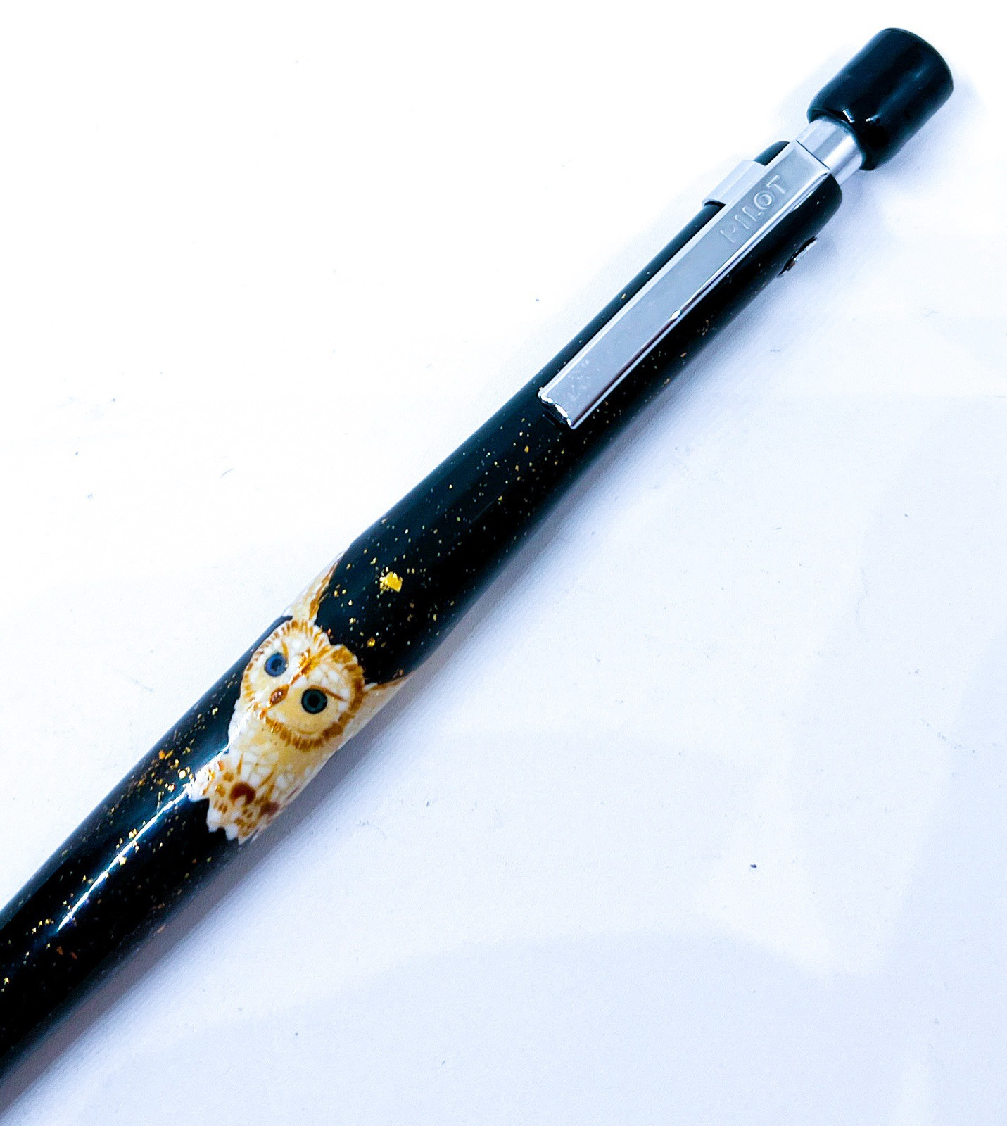 New Handmade Urushi Makie Egg Shell Owl Mechanical Pencil automatic lead Fill