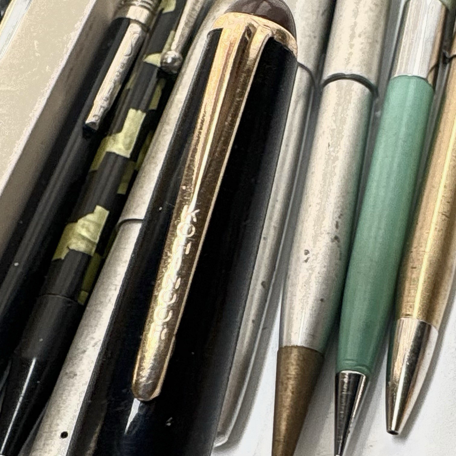 Vtg Mechanical Pencil & Pen Lot Of 20 pcs Scripto Advertising Silver King Kohl