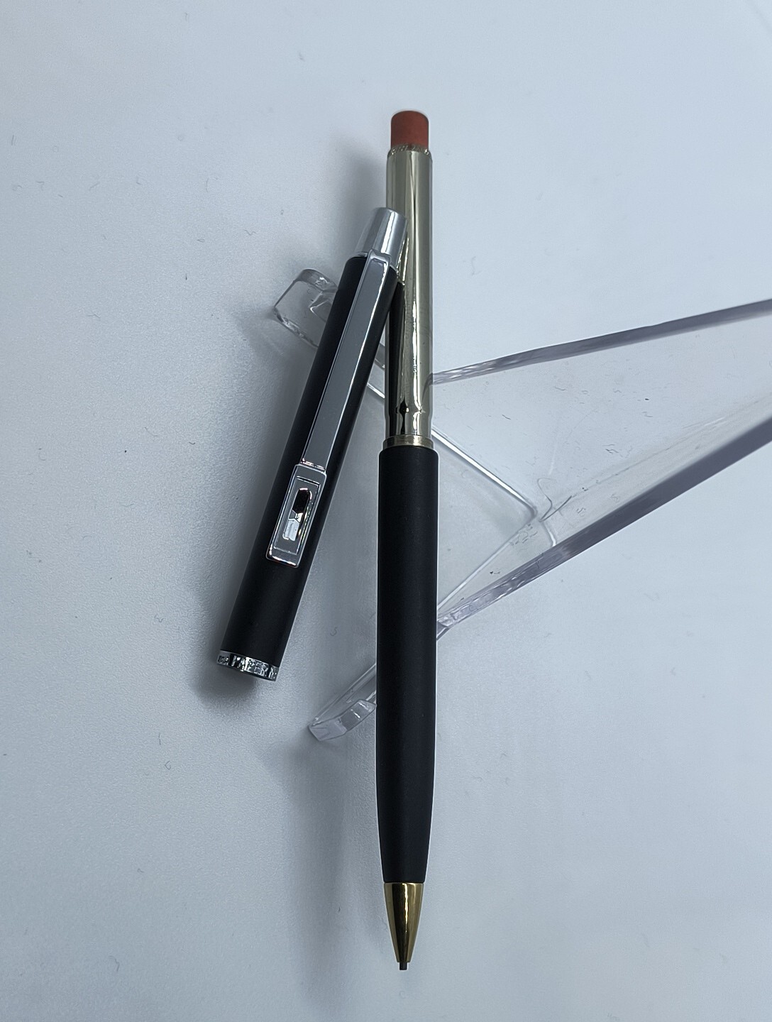 VTH Black Matte Double Heart Paper Mate Working Mech Pencil, 0.09 mm lead. NOS