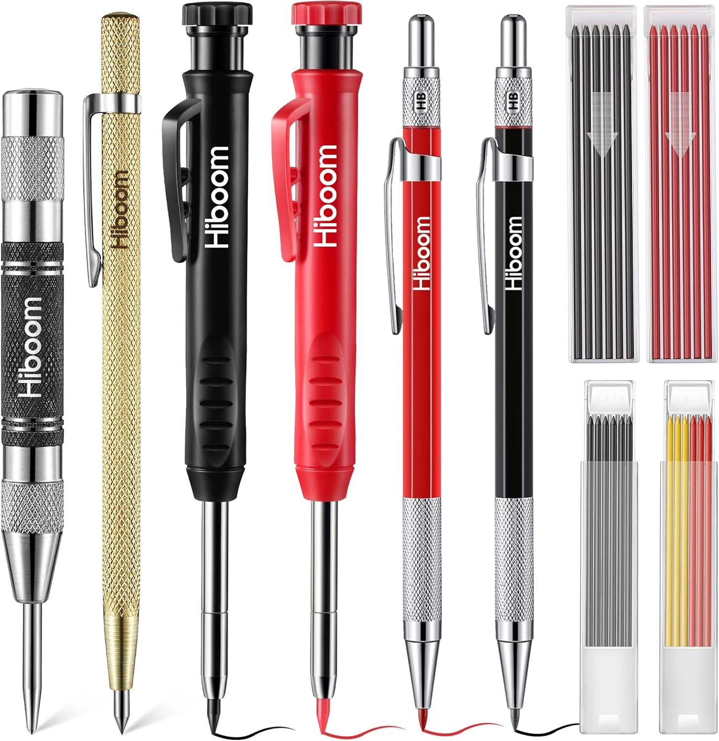 10 Pack Mechanical Carpenter Pencils Set with Sharpener & 36Pcs 2.8Mm Refills, D