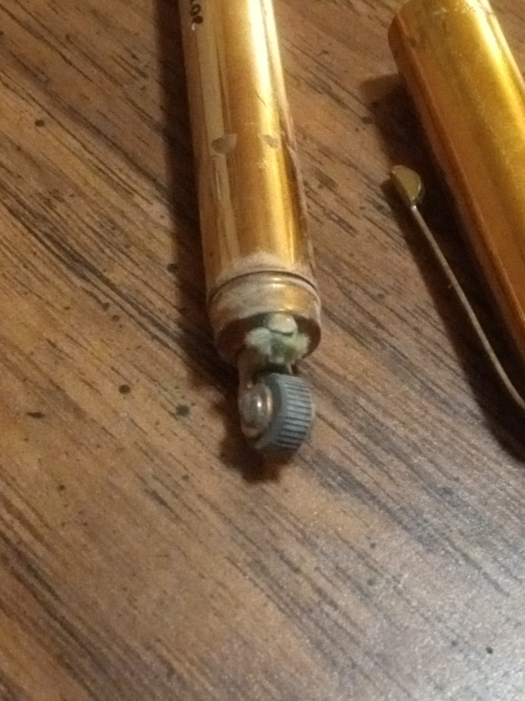 Vintage Mechanical Pencil Lighter Combo Gold Tone USA Works Advertisement Unique