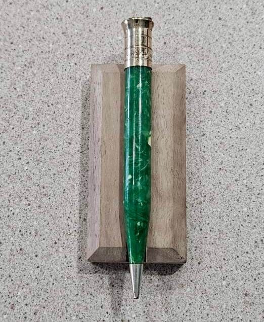 Vintage 14k Gold Filled Green Marble Vest Pendant Mechanical Pencil- Not Working